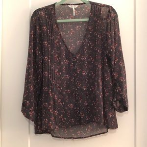 Gray floral blouse
